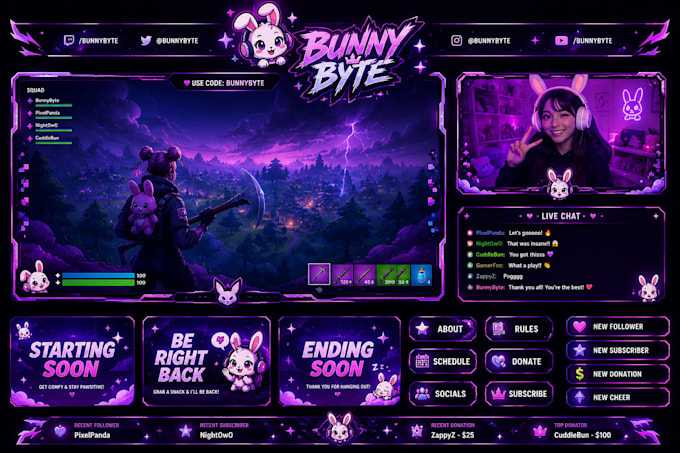 make starting , ending , brb screen, offline for twitch