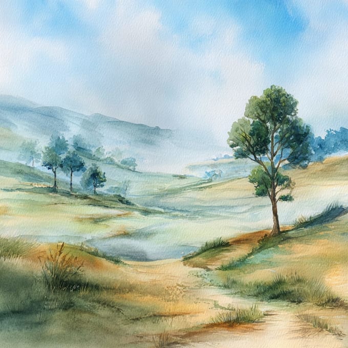 do creative watercolor landscape art
