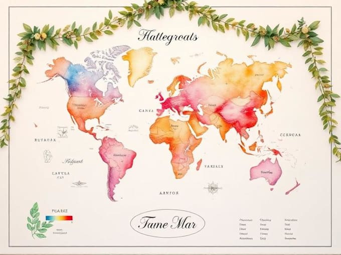 do custom watercolor wedding map