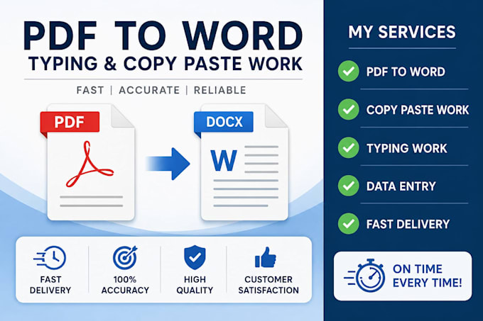 convert PDF word and fast typing work