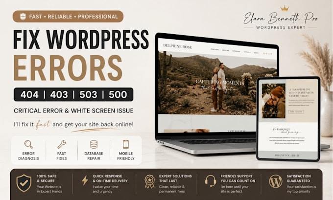 fix 404 403 503 500 errors wordpress critical error and wordp white screen issue