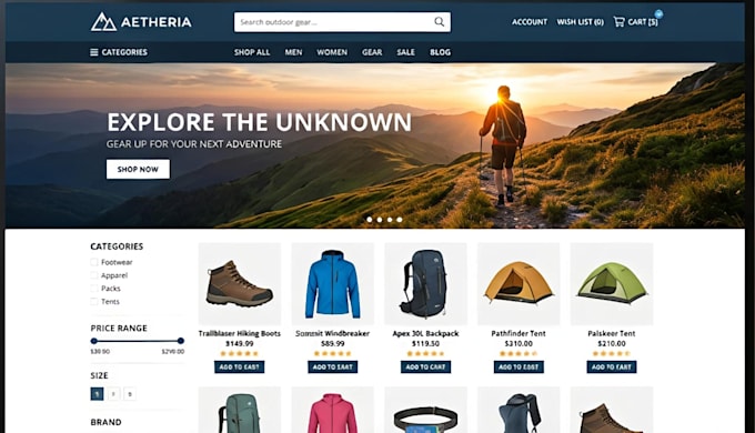 design a modern responsive ecommerce website
