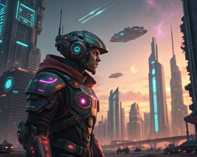 Draw sci fi , cyberpunk , mecha, fantasy character design by Kadtoualde ...