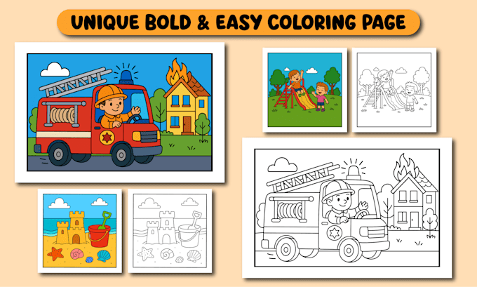 create bold and easy kids coloring book pages