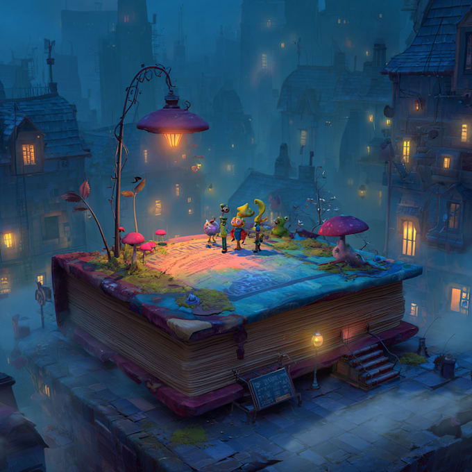 design a magical childrens book cover illustration