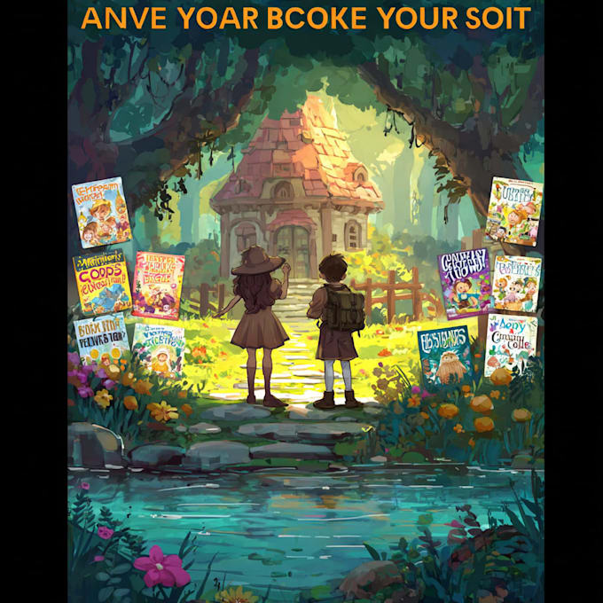 create professional children book cover illustration design