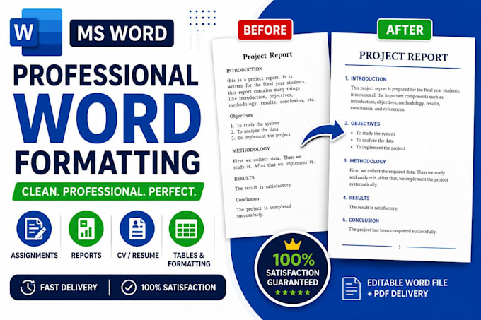 format assignments, reports, and documents in ms word