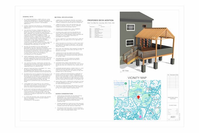 draw professional deck addition drawing set for city permit