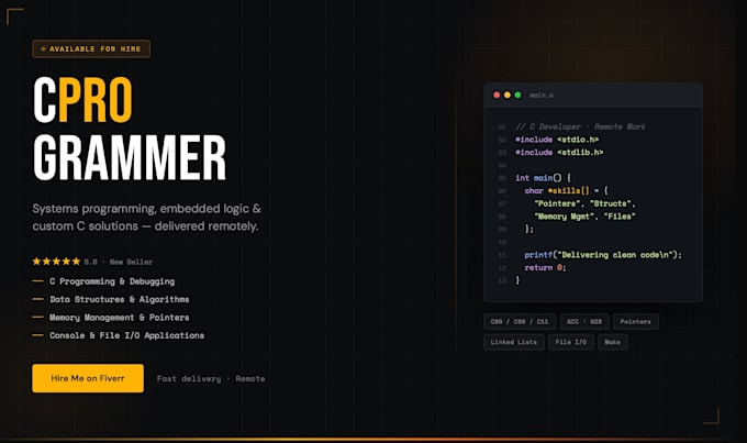 write, debug and fix c programming code for you