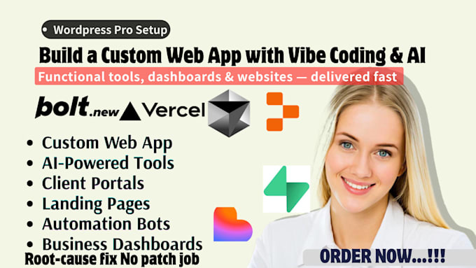build a custom web app or ai powered website using vibe coding  no code tools