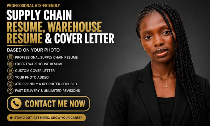 write a professional supply chain resume, and cover letter