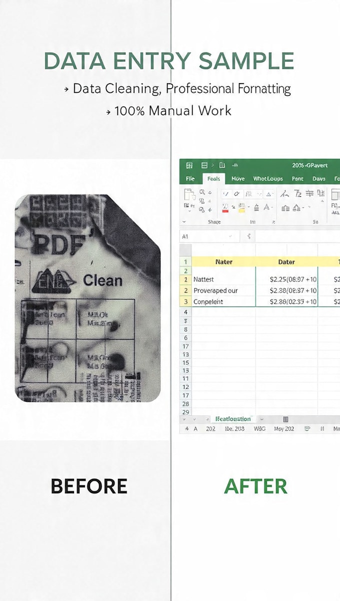 do fast and accurate data entry, copy paste, PDF to excel