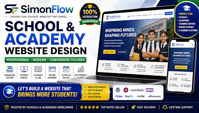 design school website, academy website, e learning website, lms, education web