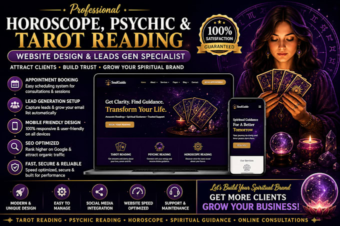 design horoscope psychic reading tarot reading website and leads generation