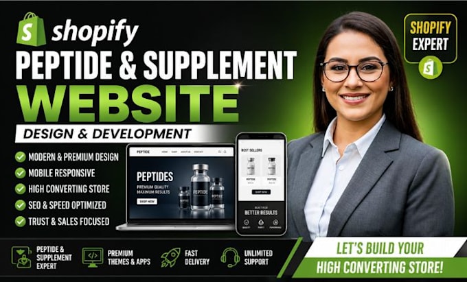 design a shopify peptide supplement and wellness website