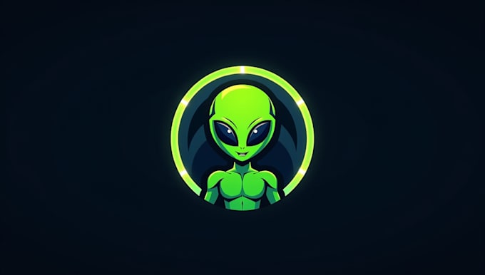 design a unique alien green man mascot logo