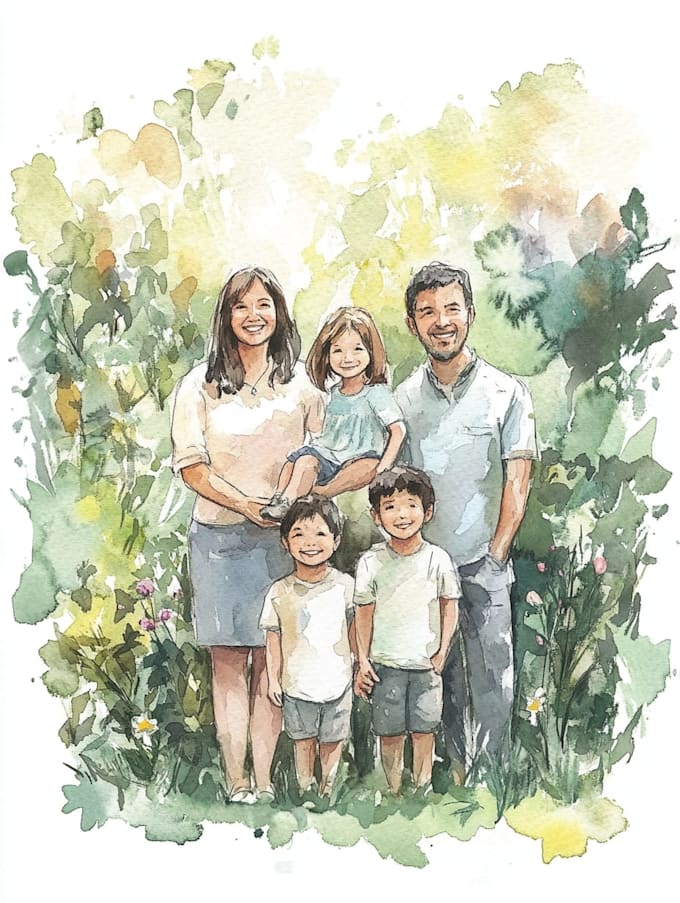 make watercolor family portrait