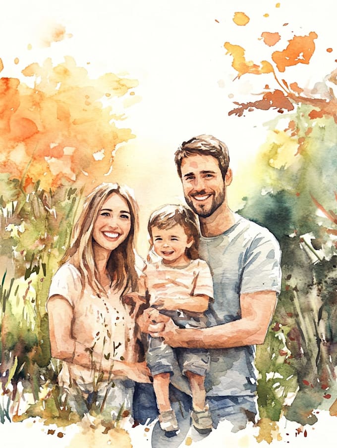 make watercolor family portrait