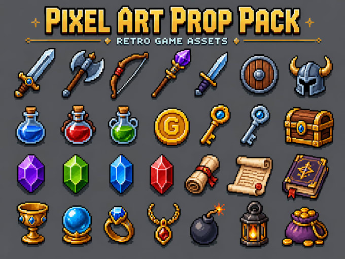create mobile indie games props, icons and item assets