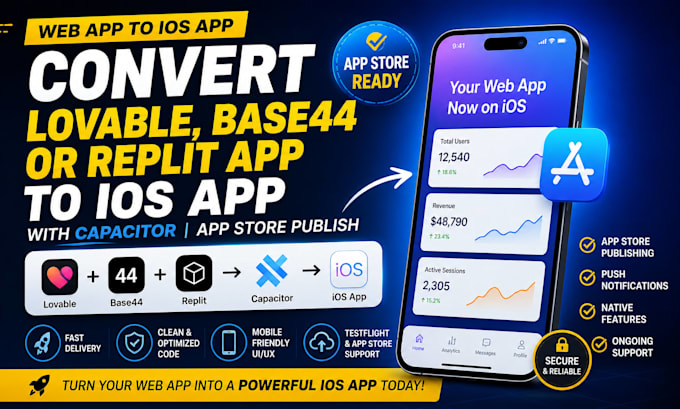 convert lovable base44 pwa replit app to native ios app publish with capacitor