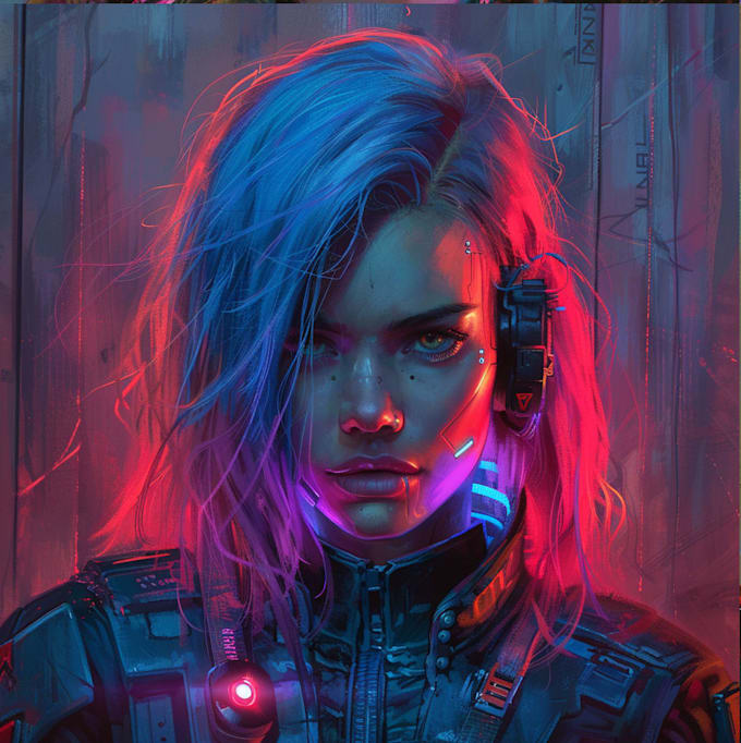 draw scifi or cyberpunk character portrait art
