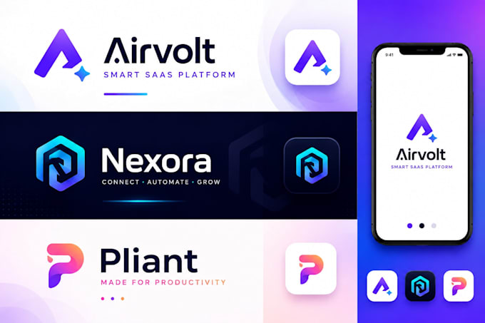 design saas startup, tech, favicon, and app logo