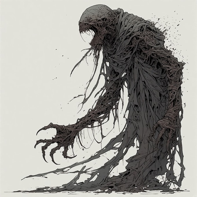 design unique and terrifying horror creature art