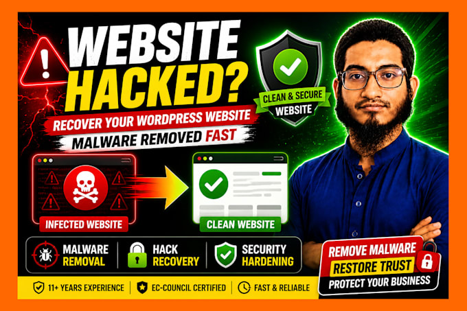 remove wordpress malware, recover hacked website and secure it