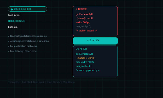 fix HTML CSS javascript bugs in your website