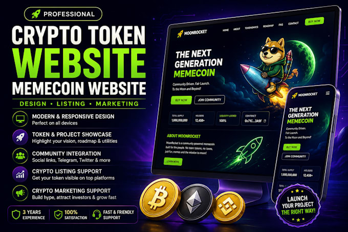 create crypto token website, memecoin website
