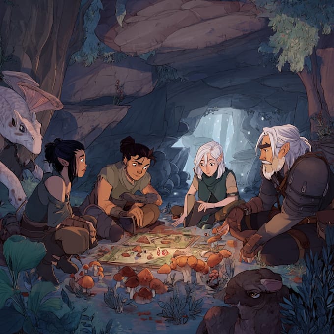 did a dnd party art and group art