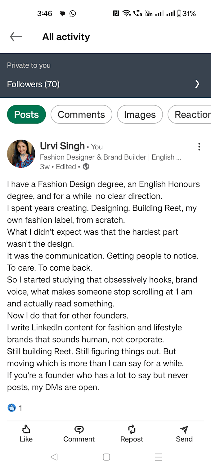 ghostwrite linkedin content for d2c fashion brand founders