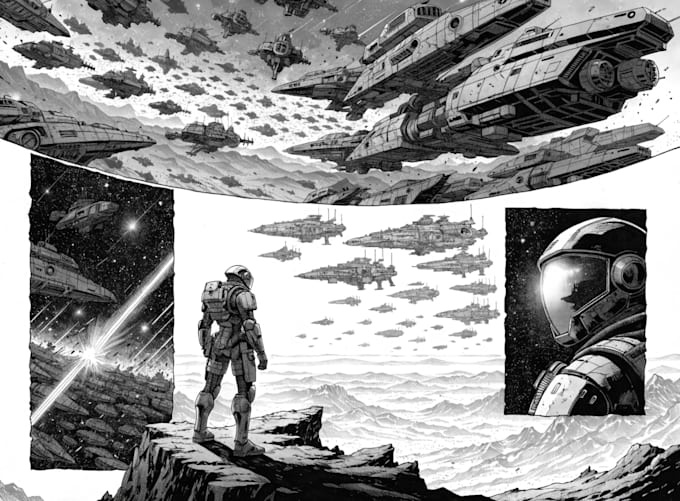 illustrate cinematic manga comic pages