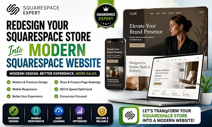 redesign your squarespae store into modern squarespace website