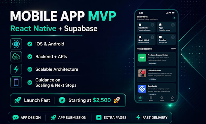build react native mvp app for android and ios