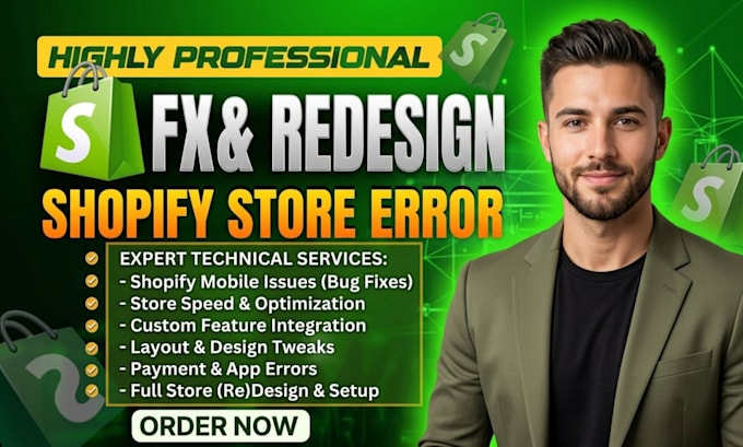 fix shopify mobile issues or error, redesign shopify store design