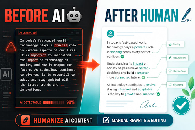 manually rewrite and humanize ai content
