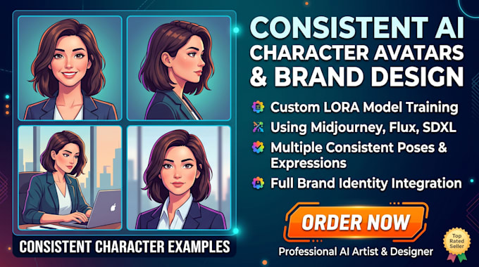 do lora model consistent character ai avatar midjourney flux sdxl brand design