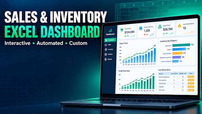 create a sales and inventory excel dashboard for retail business