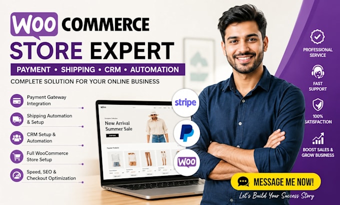 build woocommerce store payment gateway shipping automation CRM setup experts