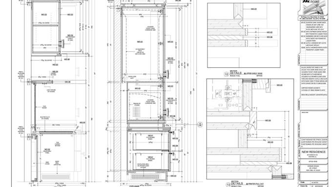 draft detailed woodwork, cabinetry, and casework shop drawings