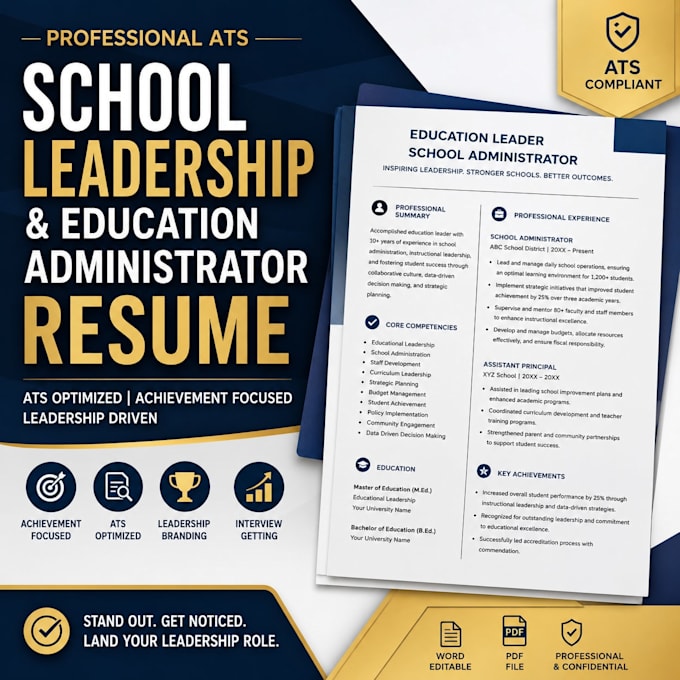 write ats school leadership and education administrator resume