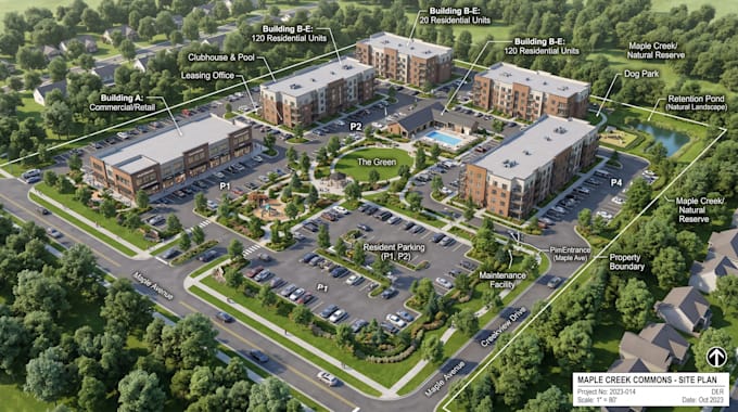 render plat plan, site plan, campground map design, and landscape rendering