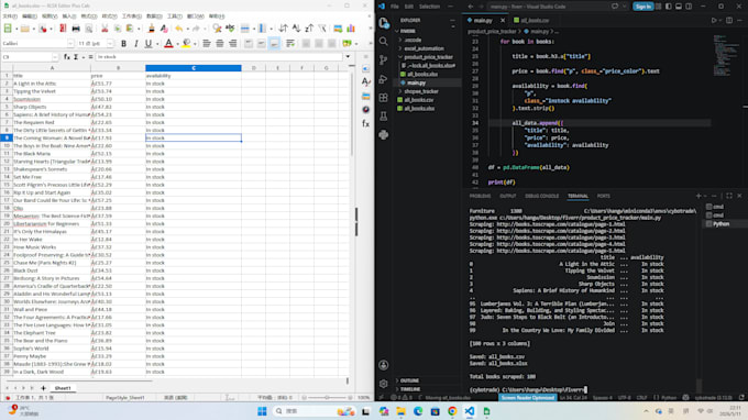 scrape websites and export data to excel or CSV
