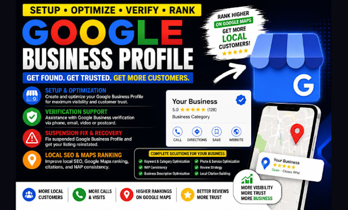 setup optimize verify google business profile fix my business profile suspension