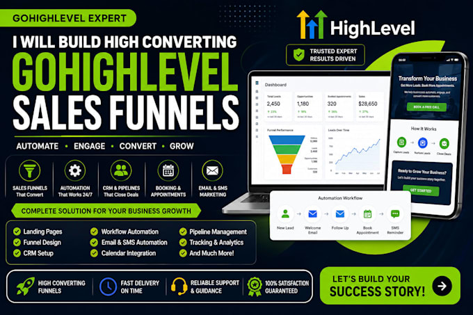 setup gohighlevel CRM funnels automation and workflows