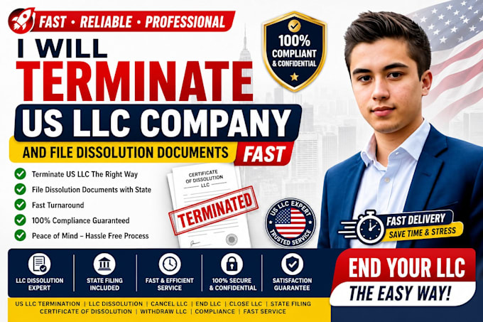terminate US llc company and file dissolution documents fast