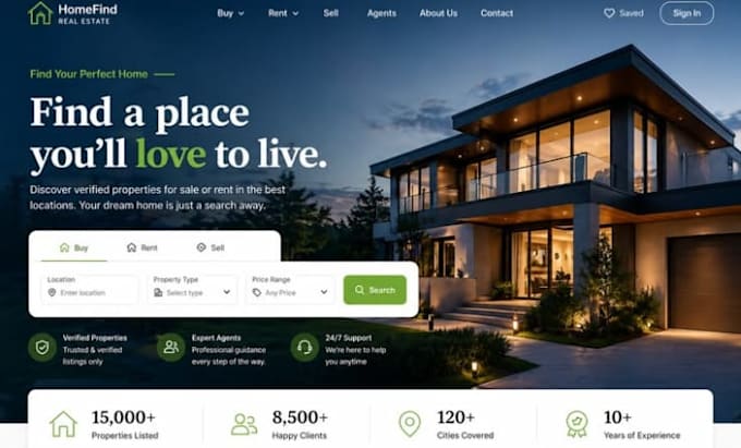 design squarespace property management website real estate agency website