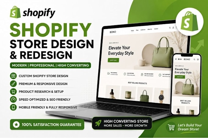 do shopify store design, shopify website development and SEO