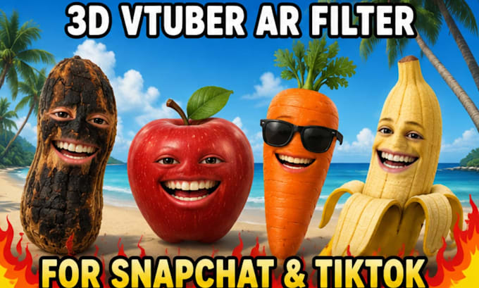 3d vtuber filter 3d ar vtuber, burnt peanut style vtuber filter for lens studio